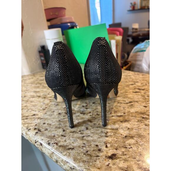 Sam Edelman Hazel 9 Pointed Toe Slip on Metallic Pumps Black - Picture 4 of 6